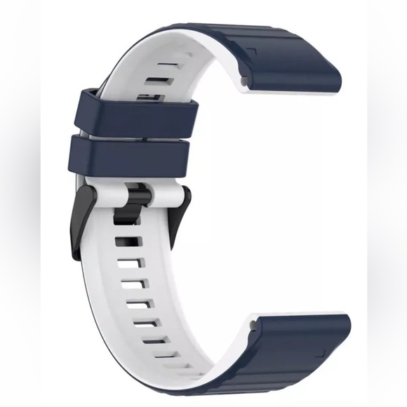 Watch Band 25mm Navy Blue w White Rubber Replacement 4 Nixon 51-30 Strap Garmin - Picture 8 of 12